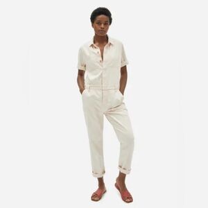 Everlane Cream Short-Sleeve Utility Jumpsuit